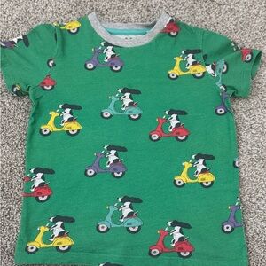 Mini Boden Green Scooter Print Short Sleeve Tee